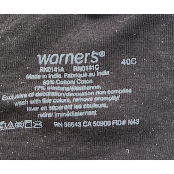 Warner's Gray With Black Trim NO Wire Bra 40C - Picture 3 of 3